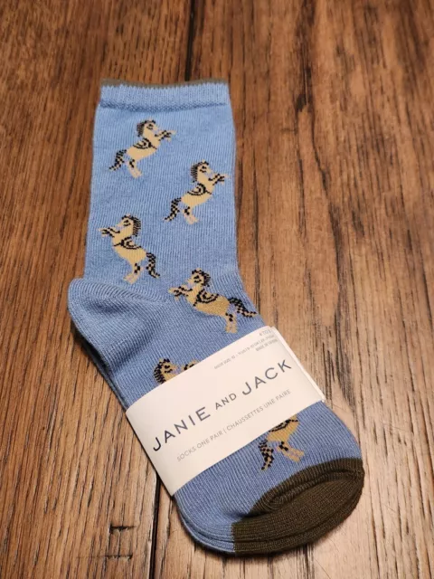 Janie & Jack Horse Unicorn Light Blue 4-5 NWT Kids Designer Socks