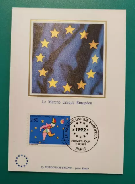 Le MARCHE UNIQUE EUROPEEN,  PARIS, Carte Maximum Soie 1er jour fdc 1992