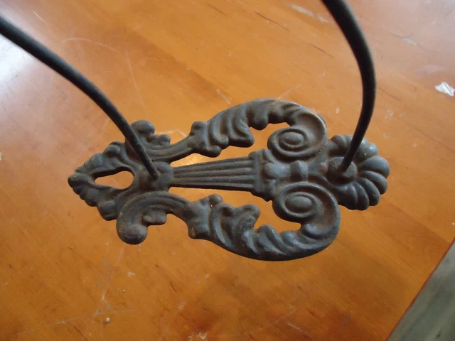 2 antique hardware Victorian era Wall Mount Long Hook Bracket Hangers Cast Iron 4