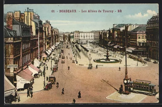 Ansichtskarte Bordeaux, Les Allées de Tourny, Strassenbahn