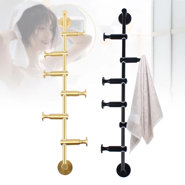 6 Hooks Wall Mounted Hanger Rack Coat Hat Clothes Robe Holder Shelf Adjustable