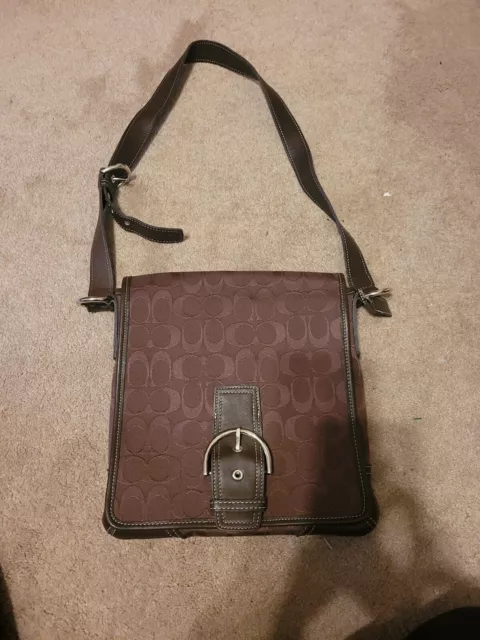 Coach Canvas C Crossbody Flap Front Vintage Brown