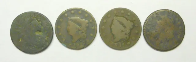 4 US Large Cent Draped Coronet Classic Head 1803 1812 1817 1819  #12683