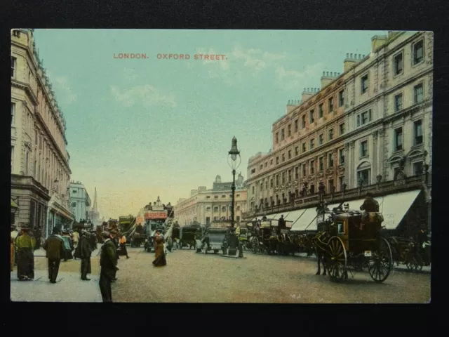 London OXFORD STREET Animated Street Scene - Old Postcard