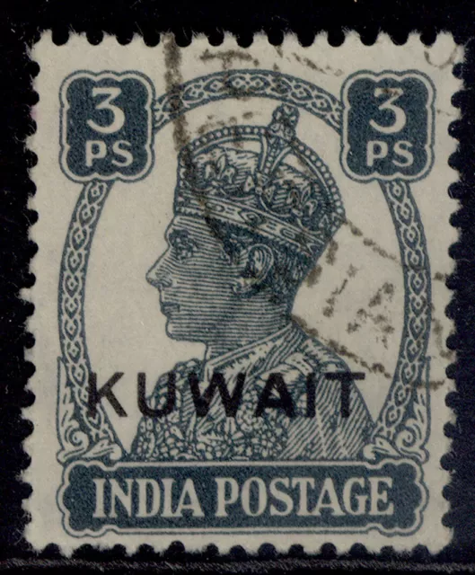 KUWAIT GVI SG52, 3p slate, FINE USED. Cat £13.