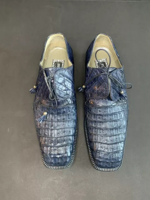 MAURI ITALY Genuine Alligator Derby Dress Shoes 10,5 M Navy Rare ...