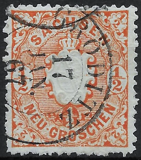 Sachsen 1863 . MiNr.15c . 1/2 Ngr . BPP BEFUND . K2 GRÖDITZ