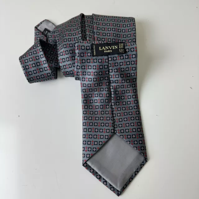 Lanvin Paris 100% Silk Rare Geo Design Necktie Neckwear Tie Made in Italy 66''