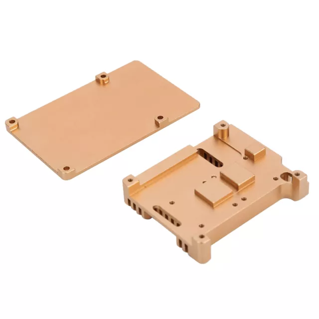 Cooling Case Heat Dissipation Enclosure W/Fan For Raspberry Pi 4 B Model Gold♪