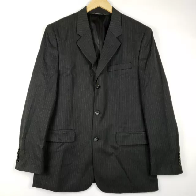 Merona Blazer Mens Modern Fit Single Breast Suit Jacket Gray Pinstripe 40R