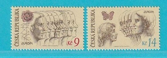 Tschechische Republik CEPT aus 1995 MiNr. 76-77 ** Frieden Rose Schmetterling