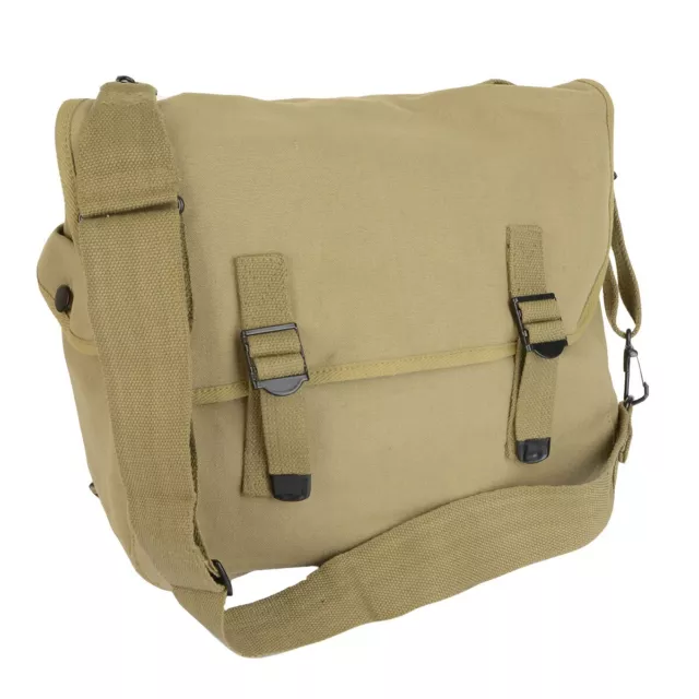 Reproduction Unstamped US M1936 Musette Bag and Strap - Khaki Adjustable