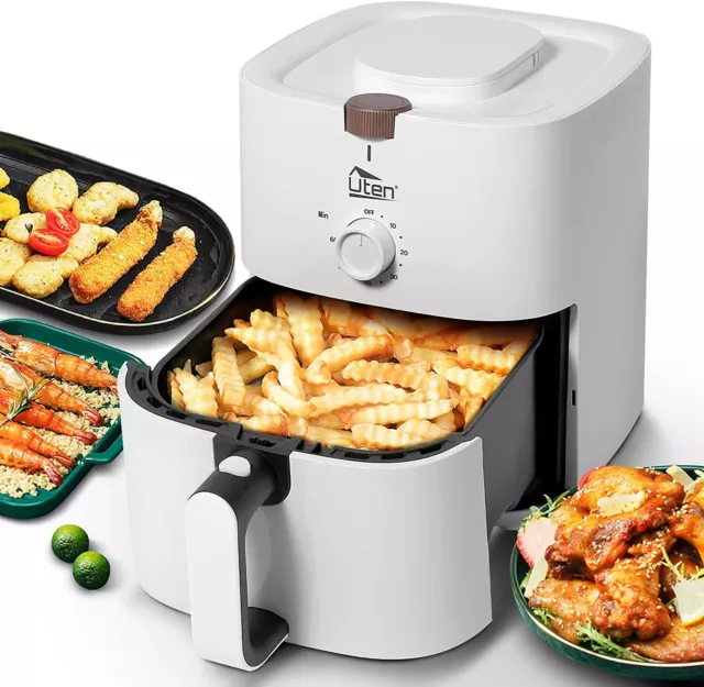 Heißluftfritteuse 4L Weiß Heißluft Fritteuse Backofen Fritteusen Airfryer 1500W