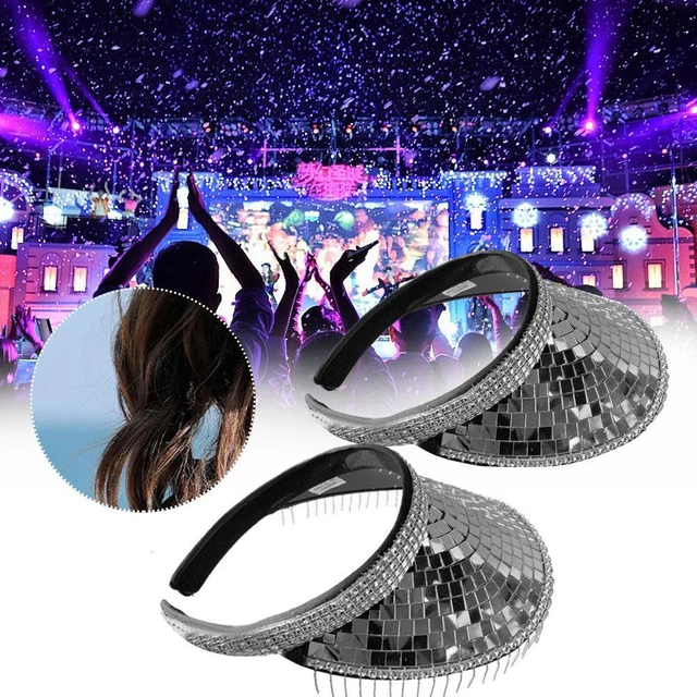 Cappello abito da discoteca per adulti anni '70 anni '60 visiera da ballo unisex paillettes festa D7S9