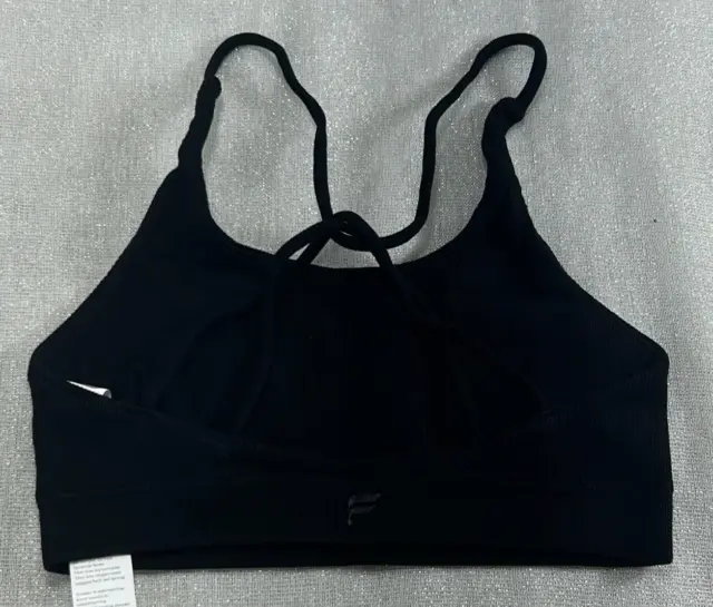 Fabletics Strappy Bralette Bra Black Cloud Seamless Adjustable Womens Size Small