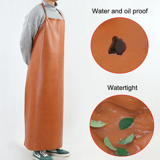 Apron Kitchen Work Shop Waterproof Random Color Oil Proof Bib Anti-dirt Leather