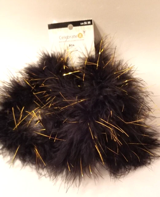 Boa Black Metallic Accents 6 Feet New Tags Celebrate It Costume Cosplay