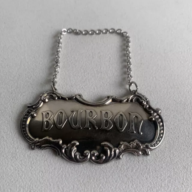 Gorham Silverplate Bourbon Bottle Tag Vintage YC352 J9