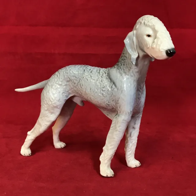 Seltener Bedlington Terrier Orig. Nymphenburg Porzellan Tierfigur Handbemalt