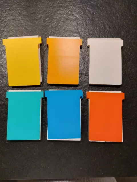 Paquet  de 25 fiches T pour planning, Indice 3 plastique vert rouge orange bleu