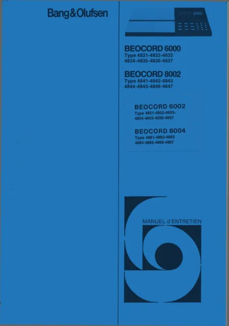 Service Schematics for Bang Olufsen Beocord 6000 (4831-4837),Beocord 8002