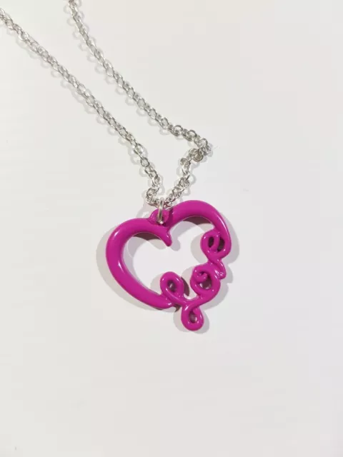 New Claire's Girls Women's Charm Necklace Heart Love Sign Valentine's day Pink