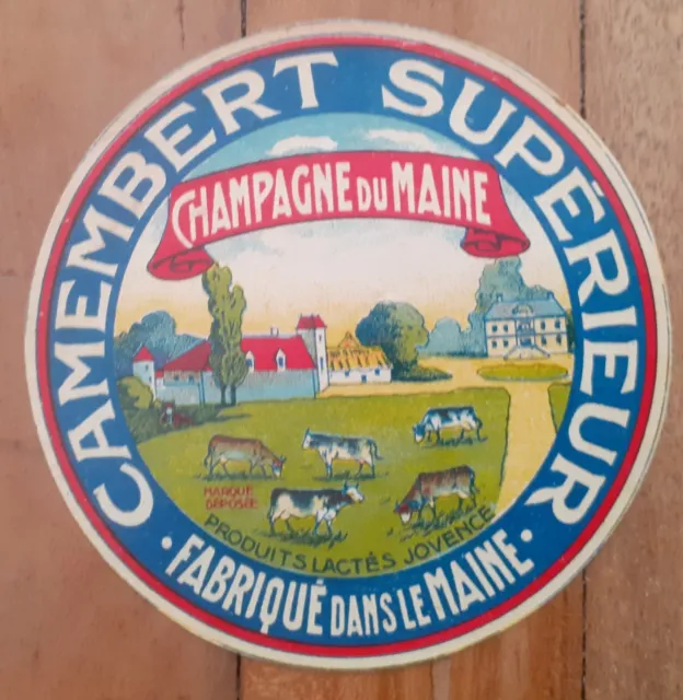 Étiquette Fromage Camembert. Fabriqué dans Le Maine .