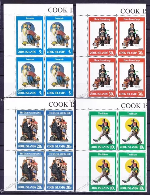 Cook Islands 1982 MNH 4v Lt Up corner, painter Norman Rockwell, Doctor, Doll, Mu