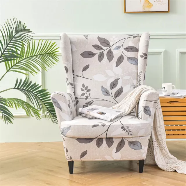 Printed Wing Chair Cover Armchair Covers Sofa Slipcovers with Seat Cushion Cover