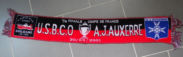 Ancienne Echarpe Foot USBC Boulogne - AJ Auxerre 1/4 finale coupe de