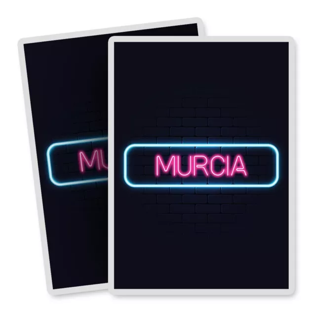 2x Vertical Vinyl Stickers Neon Sign Design Murcia City Spain #350057