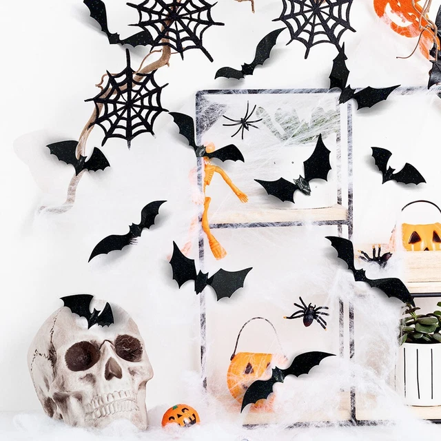 Décoration De Fenêtre Chauve-souris D'Halloween - 120 Pièces Autocollants Muraux 3D Réutilisables Pour Votre Fête - Maison