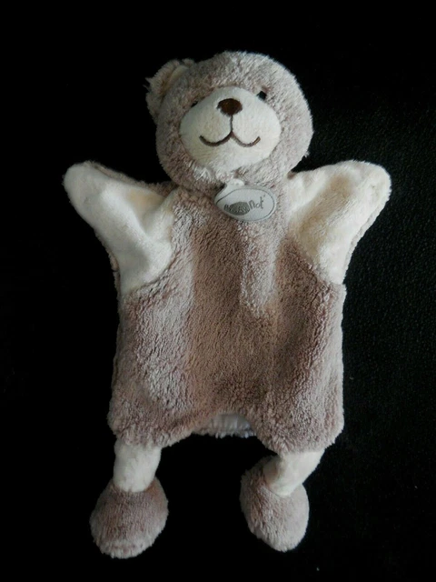 134/ doudou marionnette ours nature microfibre marron beige BABY NAT'