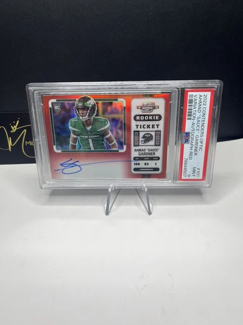 2022 Panini Contenders Optic Ahmad "Sauce" Gardner Red Autograph /50 PSA Mint 9