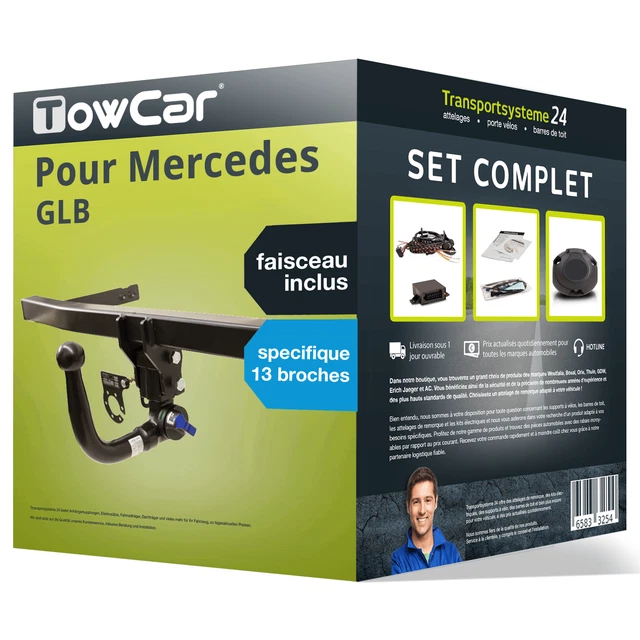 Attelage Démontable Complet Pour Renault Grand Scénic, Mégane - Kit Avec Câblage 7 Broches, Capacité 1480kg