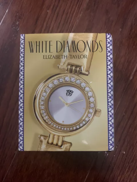 VTG WHITE DIAMONDS Elizabeth Taylor Quartz Rhinestone Watch w BOX SQUARE Face EUR 16 61 PicClick FR