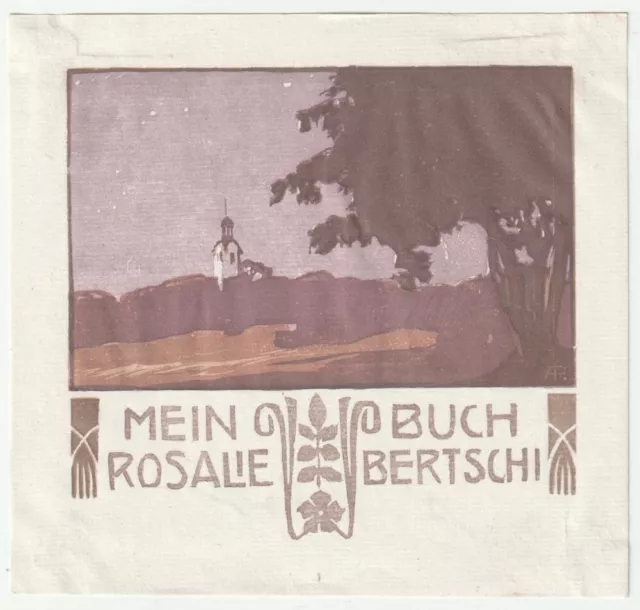 ALFRED PETER: Exlibris für Rosalie Bertschi, Abendstimmung