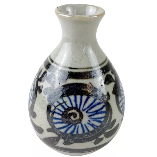 Vintage Japanese Bud Vase Stoneware Pottery Abstract Hand Painted 4.5" Otagiri ?