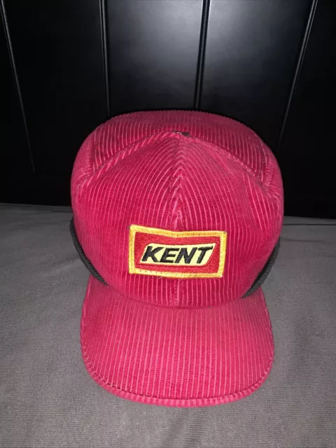 VTG MADE IN USA Kent Feeds Patch Corduroy winter Ear Flap Red Trucker Hat Cap M