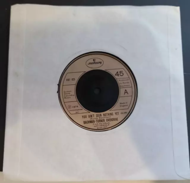 Bachman Turner Overdrive You ain't seen nothing yet 7" vinyl Single VG+ 1974 (2)