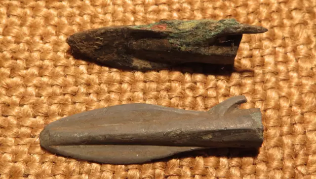 Scythian- Sarmatia Bronze 2 pcs.Old Original Ancient Barbed Arrowhea 7-4 BC #4