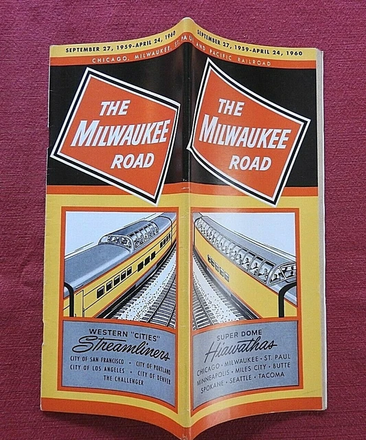 1959 Milwaukee Road Super-Dome Hiawatha Ferrovia Chicago S.Paul Treno Schedule