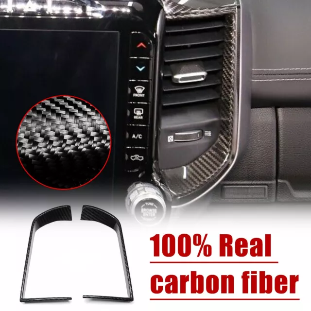 Carbon Fiber Center Air Outlet Vent Cover Trim For Dodge Ram 1500 2019-2024