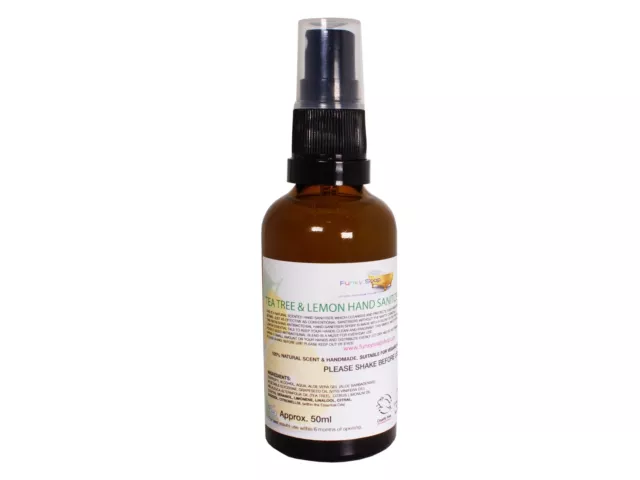 Antisettico Mano Detergente con Limone E Tea Tree Oil, Vetro Spriz Flacone 50ml