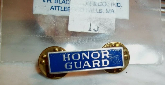 NEW/NOS Enamel and Silver Tone HONOR GUARD Collar Insignia Double Clutch Pin