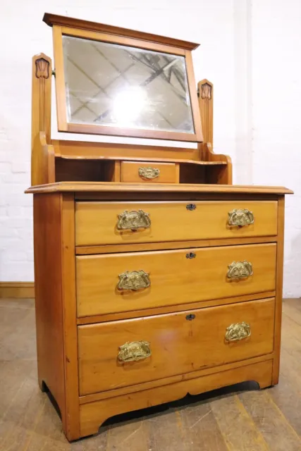 Antique vintage Satinwood walnut vanity chest of drawers - dressing table