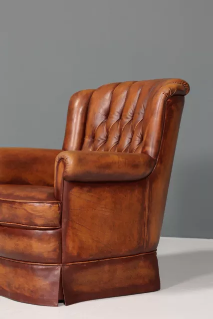 Wunderschöner Original Chesterfield echt Leder Sessel Englisch Herrensessel 1/2 2