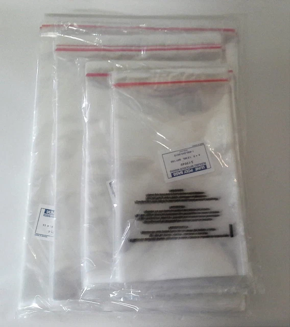 400 Piece Self Seal Suffocation Warning Combo Pack 1.5 Mil Poly Bags: 4 Sizes, 1