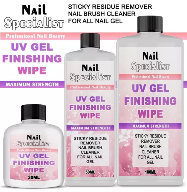 UV Nail Gel Finishing Wipe, Sticky Residue Remover, Cleanser, Brush Cleaner UK