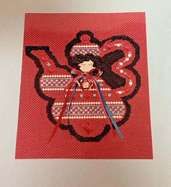 Gráfico de agujas hilo de ángel diseños tetera ima ángel diseñada para lienzo de 18 quilates
